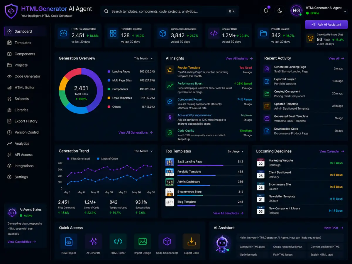 htmlgenerator.app AI HTML generator app — HTML generator app preview